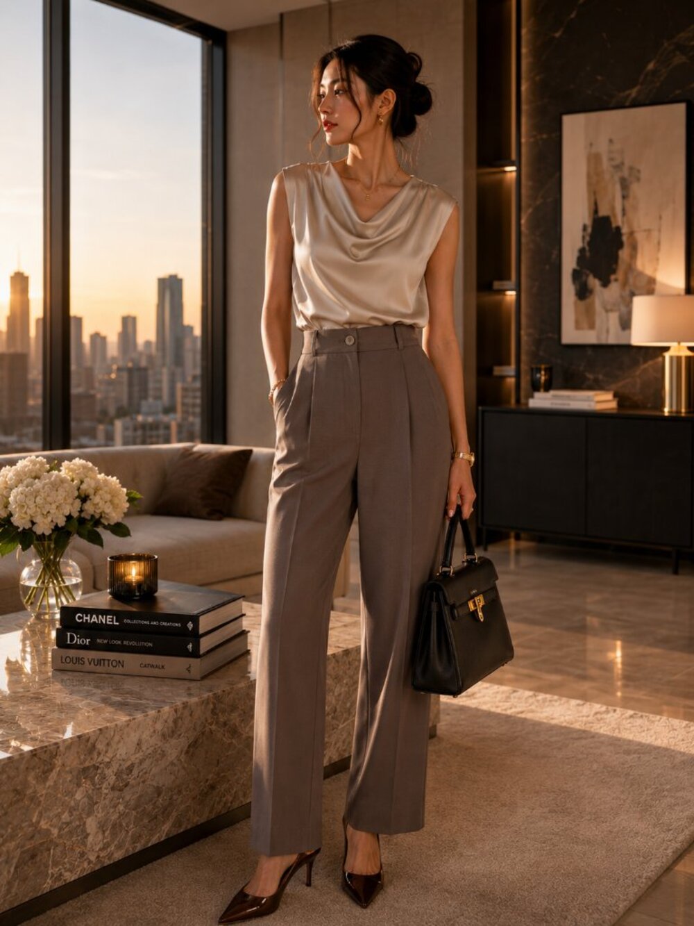 Pier Antonio Gaspari gray ankle trousers (closure: zip and button)